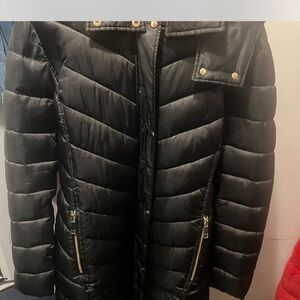 Nine West Black Puffer Jacket with Gold Accents